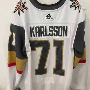 Adidas White and Gold Hockey Jersey Las Vegas golden knights William karlsson
